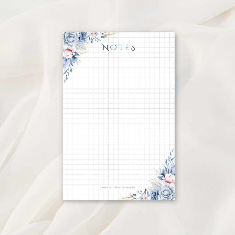 Blue Floral Notepad | 4 x 6 inches