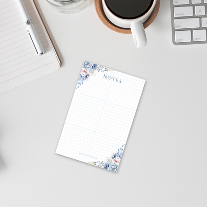 Blue Floral Notepad | 4 x 6 inches