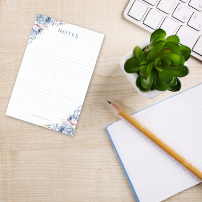 Blue Floral Notepad | 4 x 6 inches