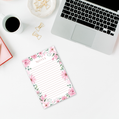 Pink Floral Notepad | 4 x 6 inches