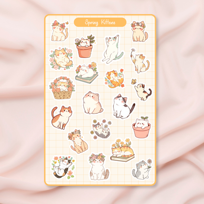 Spring Kittens Vinyl Sticker Sheet