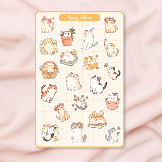 Spring Kittens Vinyl Sticker Sheet