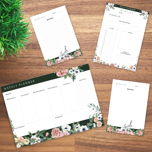 Floral Rabbit Notepad Set