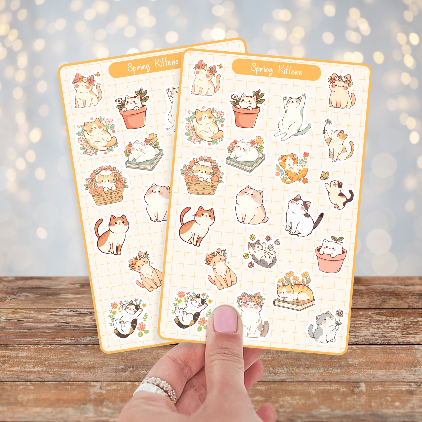 Spring Kittens Vinyl Sticker Sheet