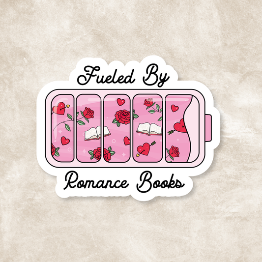 Fueled By Romance Books Vinyl Sticker