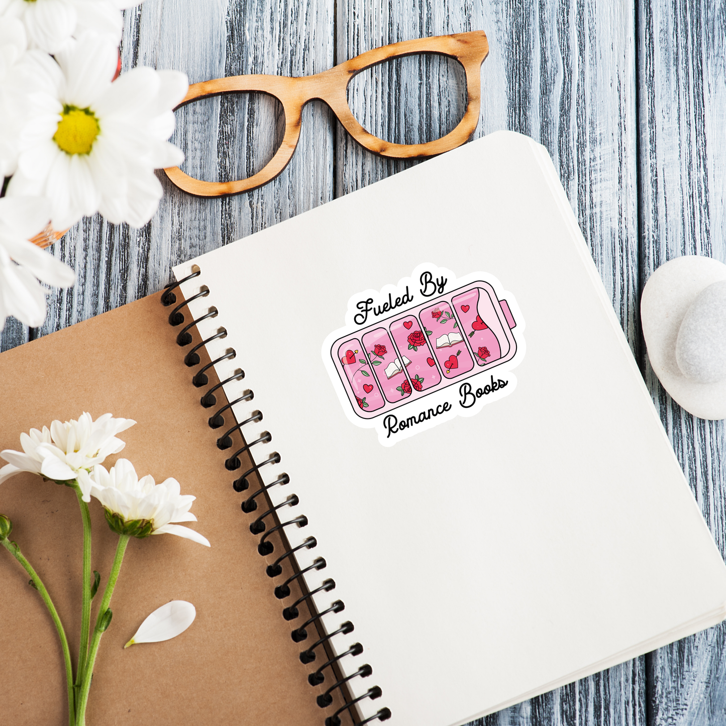 Fueled By Romance Books Vinyl Sticker